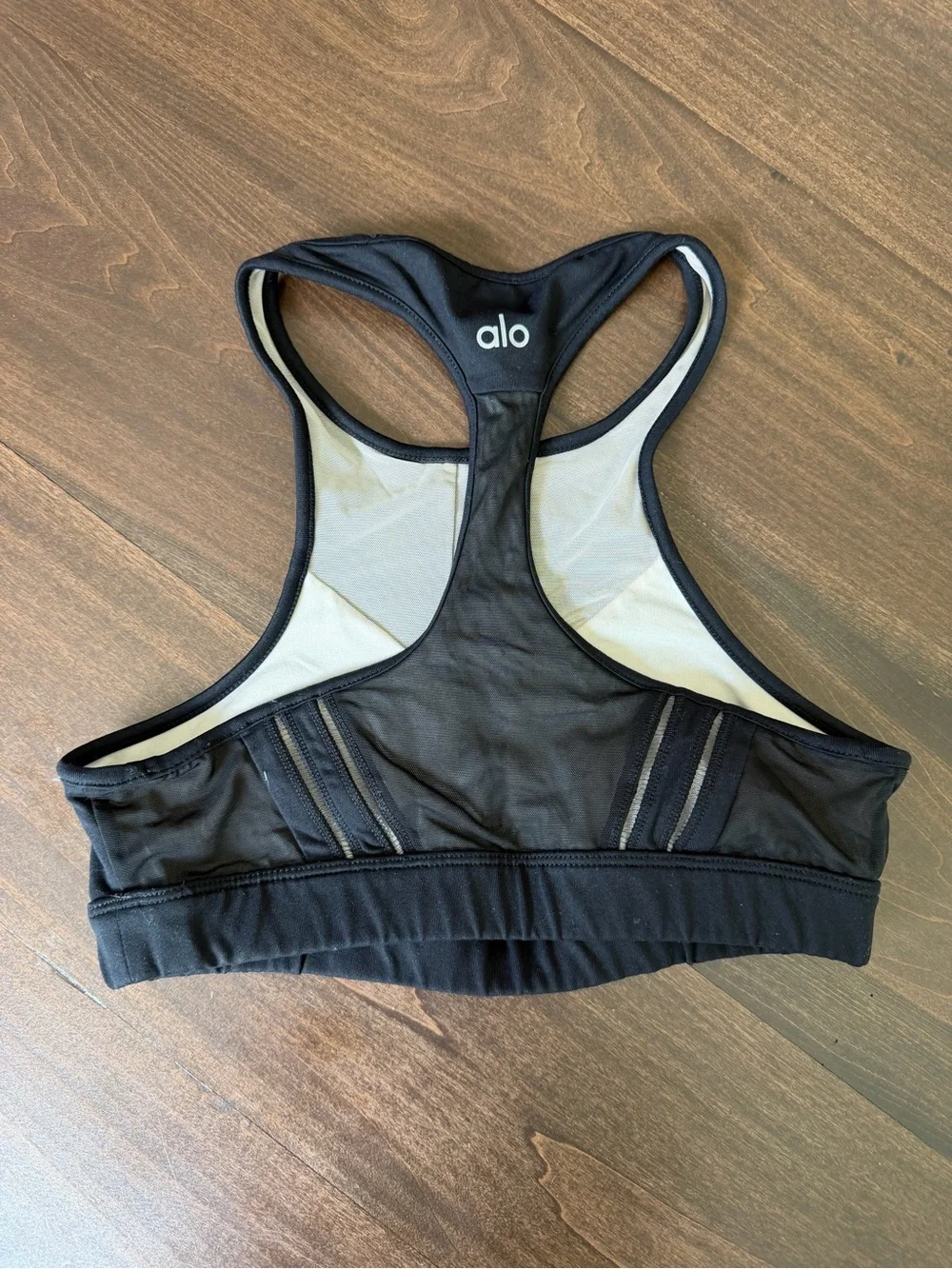 ALO Yoga Black Mesh High-Neck Sports Bra